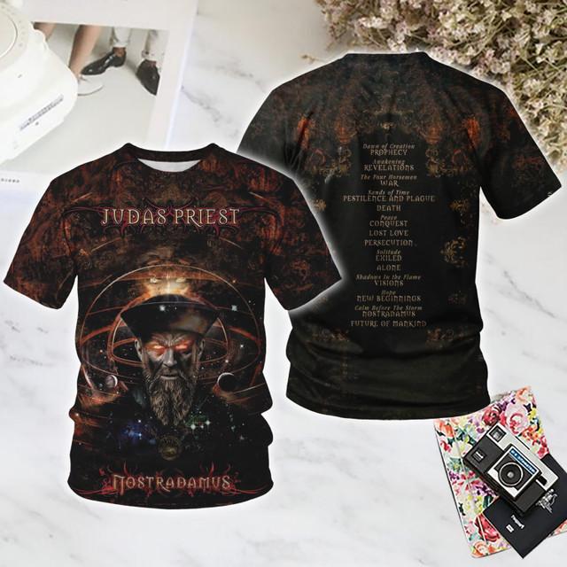 T-shirt Rock Judas Priest Uomo Stampa 3D Uomo Donna Hip Hop Tendenza Manica Corta T-shirt Casual Street Girocollo Maglietta Oversize Y2k Top