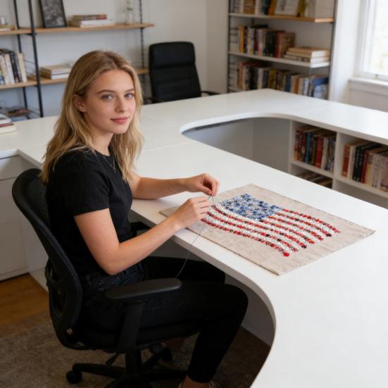 Zestaw do haftu Czerwony Biały Kwiatowy Zestaw do haftu z okazji 250. rocznicy USA Zestaw do haftu ściegami kwiatowymi Patriotyczny projekt rękodzielniczy dla początkujących Miłośnicy rękodzieła