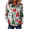 Women's Fashion Casual Button Front Long Sleeve Christmas Top with Collar