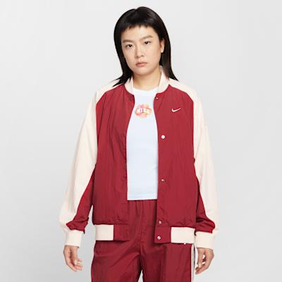 Nike Swoosh Jackets Women s Red/Ecru Stand Collar Moderate Other 2XL