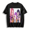 Cute Cool Girl Group Style Beauty Print Top Trendy Anime Girl Loose Casual Crew Neck T-Shirt Pure Cotton T-shirt