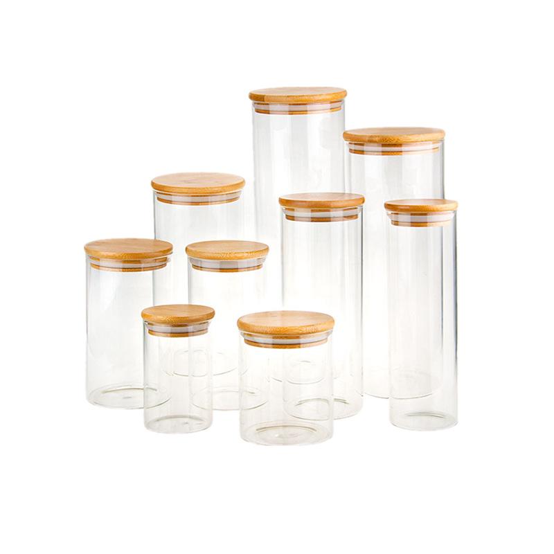 Vysoká borosilikátová skleněná nádoba na potraviny s těsněním