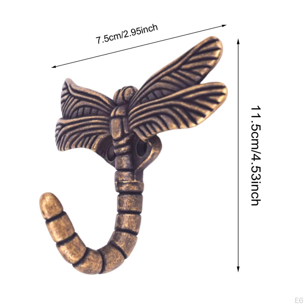 Dragonfly Hook Coat Brass Decorative Home Organisation Vintage Hardware Utility for Keys
