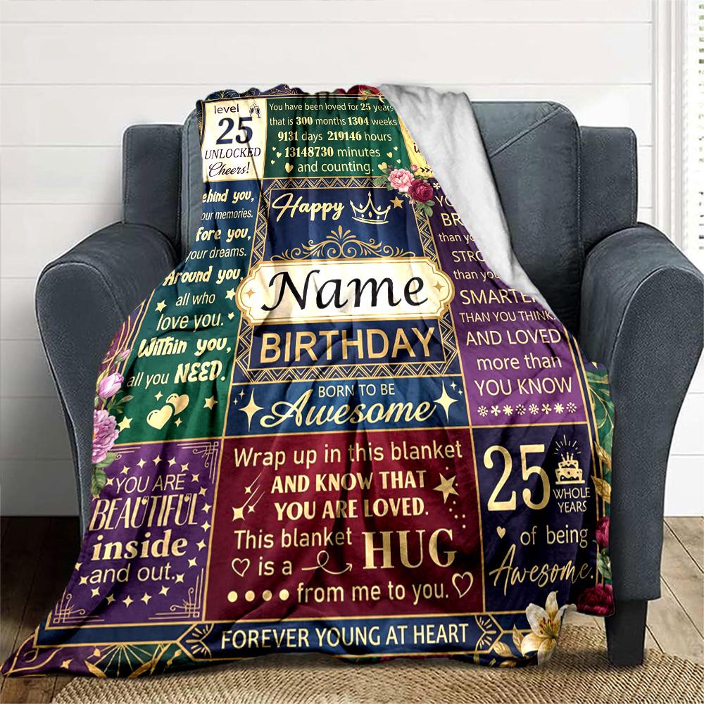 Happy Birthday Celebration Blanket Comfortable Texture For Sofa Couch Office Bed Picnics Allseason Use Cozy Home Lovers Ideal Gift For Birthday
