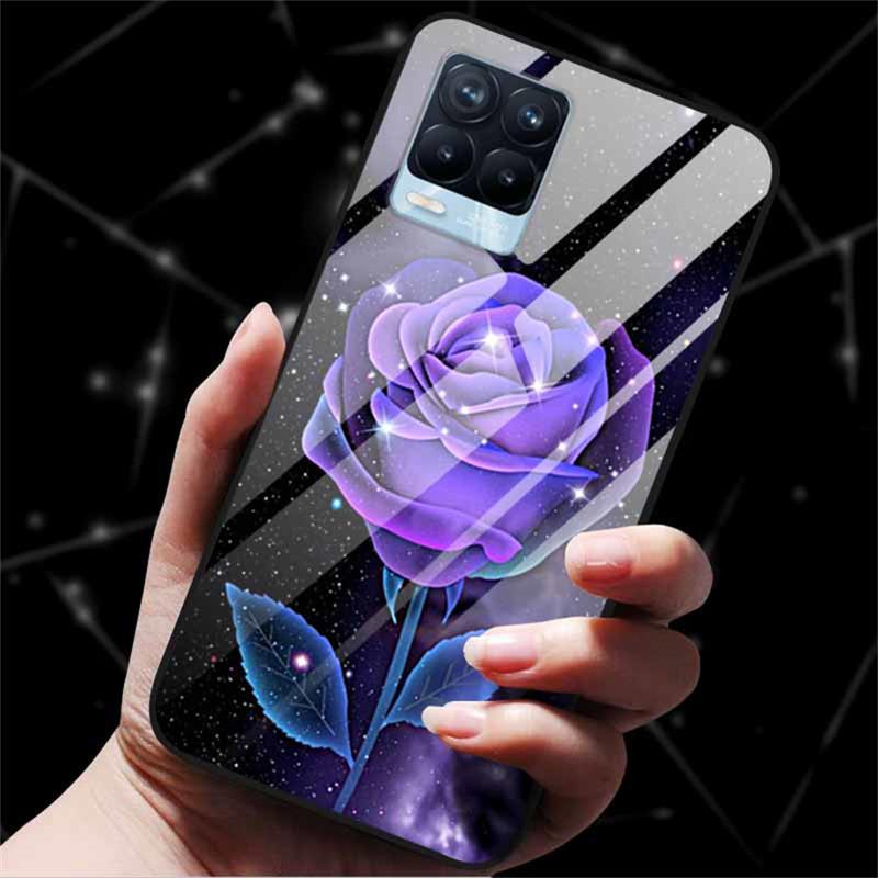 For Realme 8 Case Tempered Glass Hard Back Cover Case For Realme 8 5G 8i Realme 8 Pro Phone Case Cover Realme8 Pro Soft Bumper