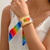 Vintage Elegante Legering Lint Manchet Speels Kleurcontrast Artistiek Detail Dames Sieraden Cadeau Ideeën
