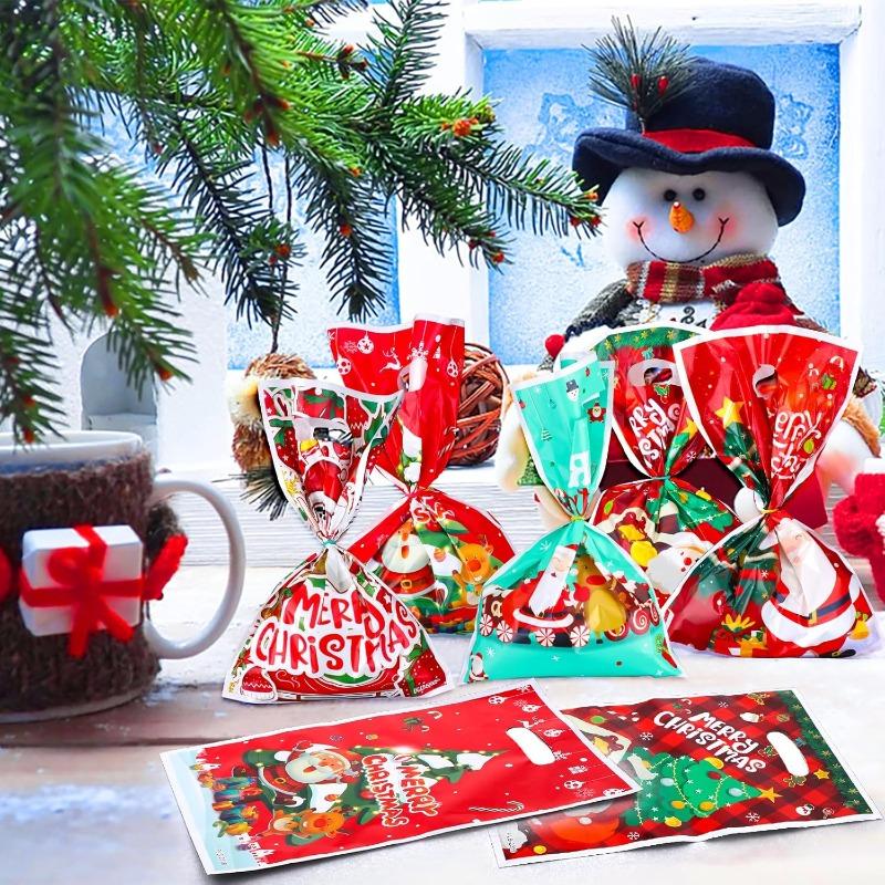 10/25/50Pcs Christmas Gift Bags Christmas Party Decoration  Xmas Santa Claus Snowman Cute Hand Bags New Year Gift
