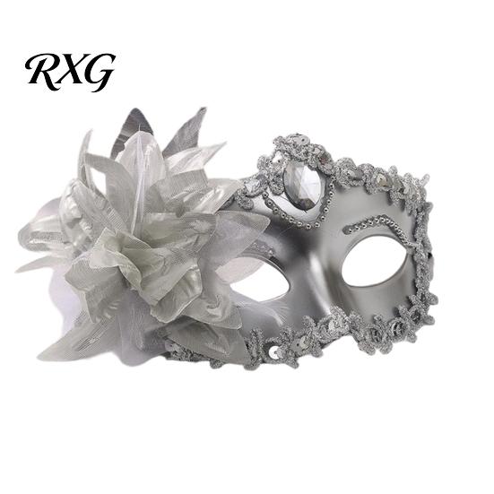 Dance Party Mask Half Face Masquerade for Women, Mesh Flower Rhinestone Venetian Decorative Mask, Costumes Accessory Halloween Carnival Prom