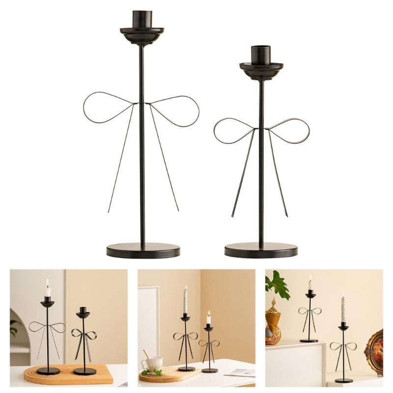 Decorative Candle Stands Iron Taper Candle Holders Bowknot Candlestick Holders for Wedding,Dinning,Party Decorations
