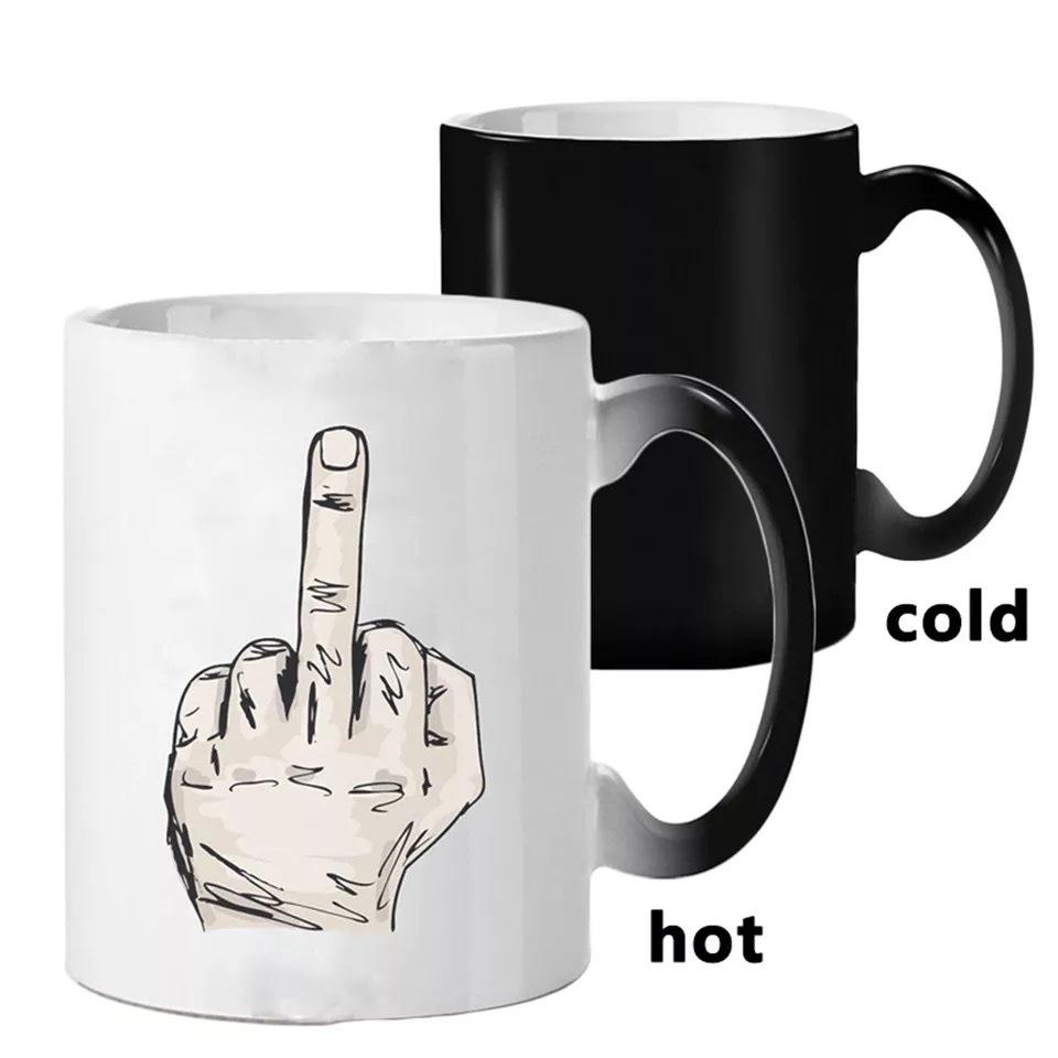 Color-Changing Middle Finger Mug - Heat-Sensitive Ceramic Cup 301-400ml