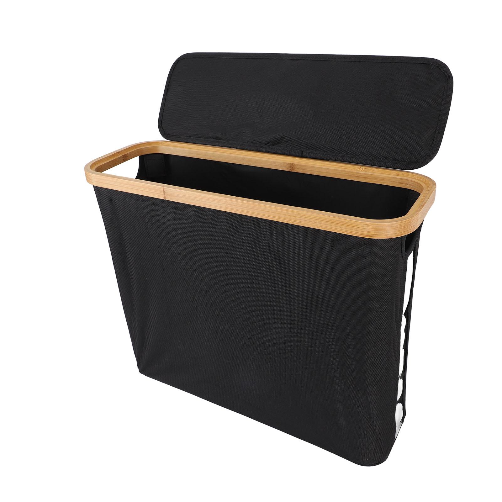 

Корзина для туалетной бумаги с крышкой из ткани Оксфорд, визуальная складная, водостойкая, пыленепроницаемая, экономящая место чёрный