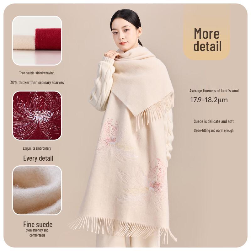 JIUMU Women's Pure Wool Winter Scarf & Shawl
