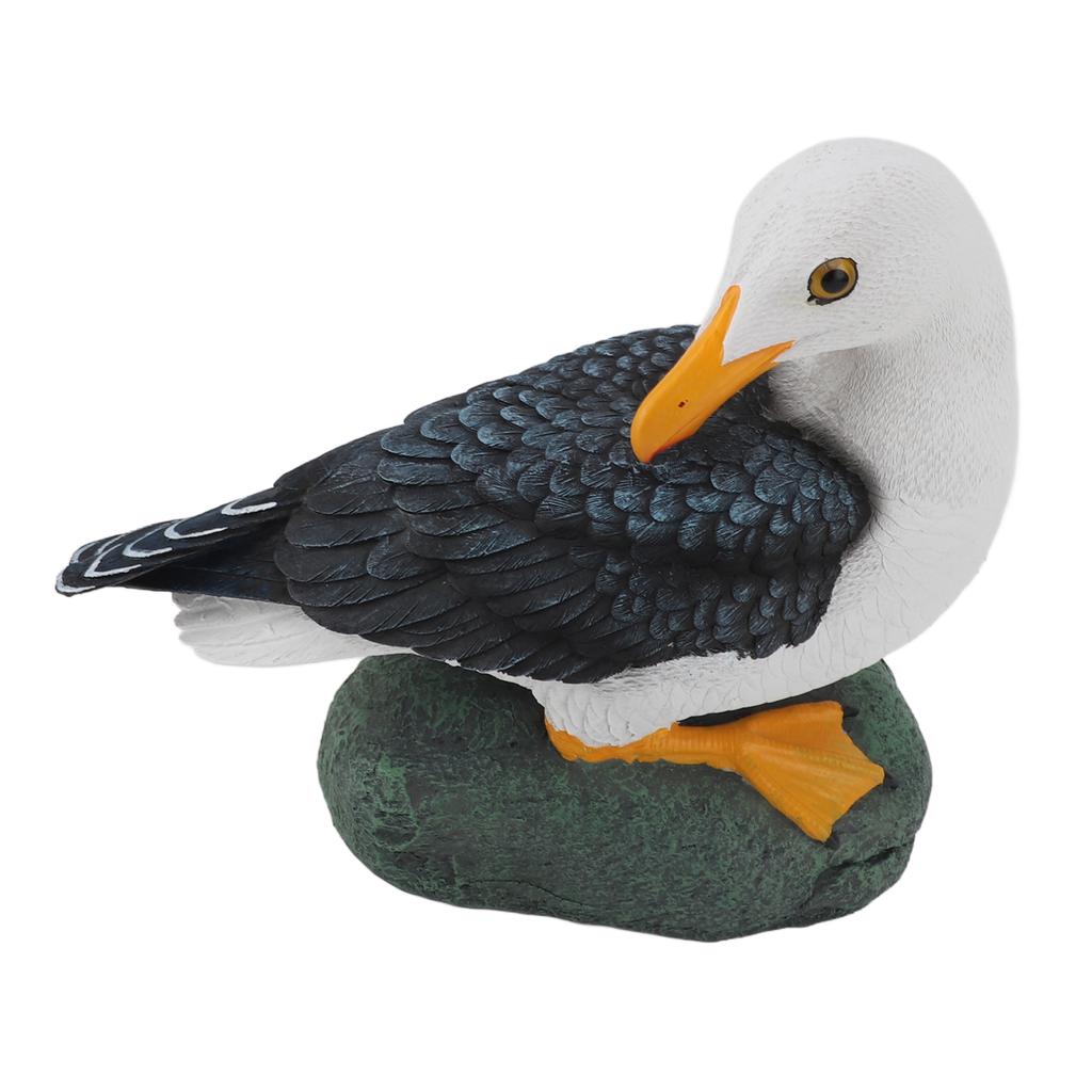 Resin Seagull Statue Sea Bird Figurine Mediterranean Style Ornament for Home Landscape Office