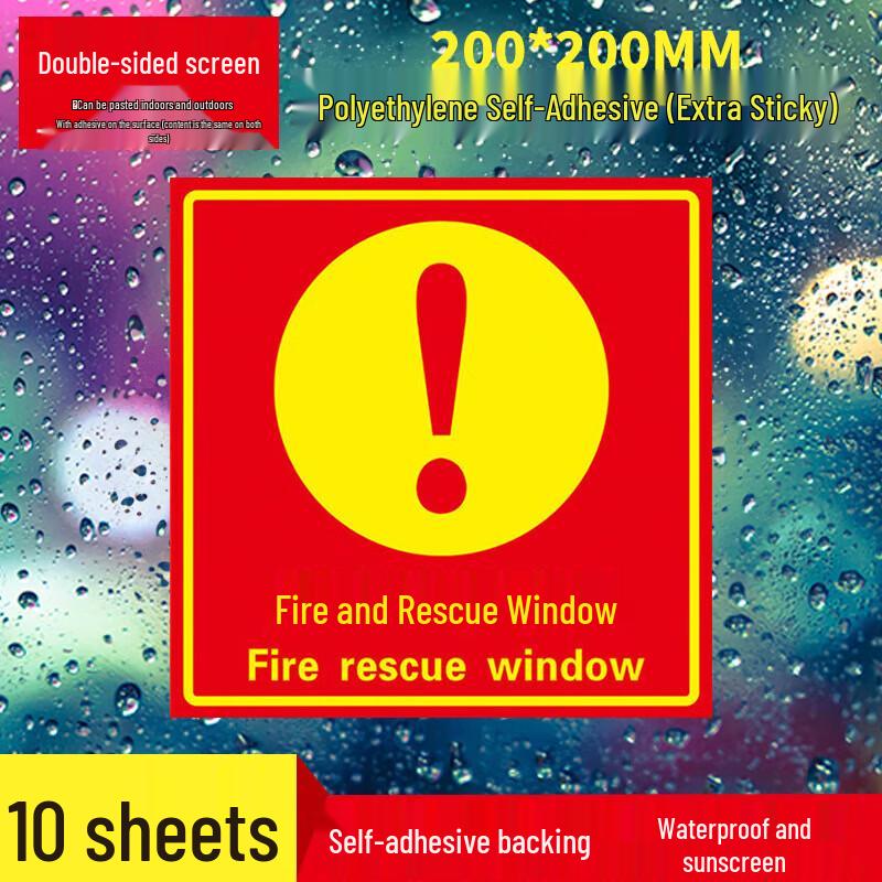 WEZHO Fire Safety Emergency Rescue Window Decals, 100-Pack