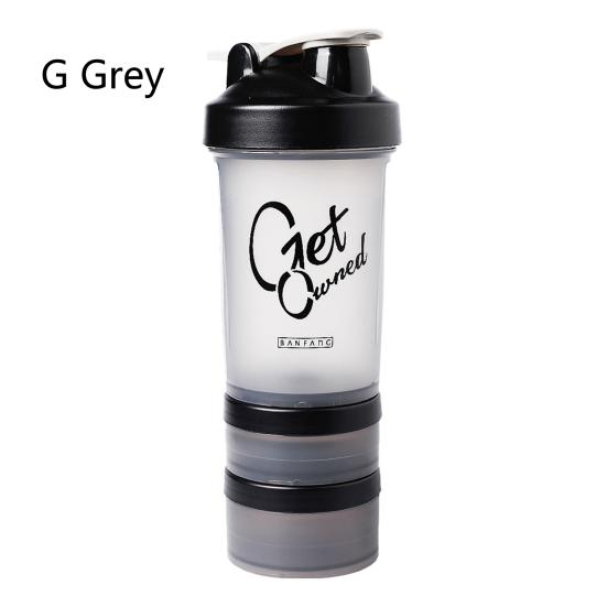 1 Set 500ml Shaker Bottle Large Capacity Leak Proof Drop-resistant Anti-slip with Handle Protein Mixer Sports Water Bottle with Pill Tray Fitness Use