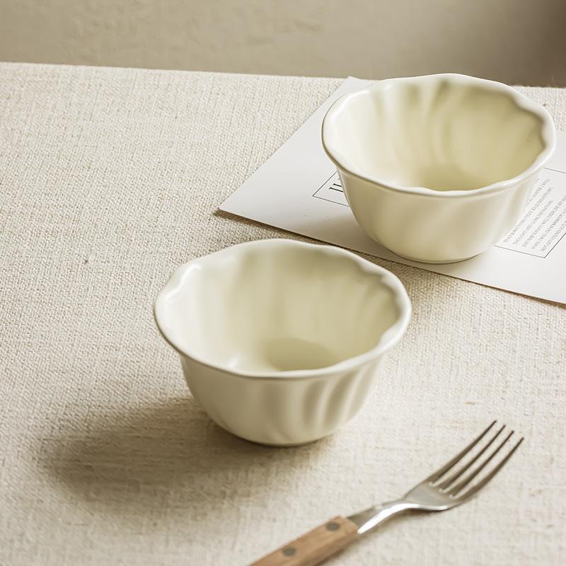 Fresh And Creamy Rice Bowl Household Ceramic High-End Tableware Rice Bowl Dessert Bowl Small Bowl Soup Bowl