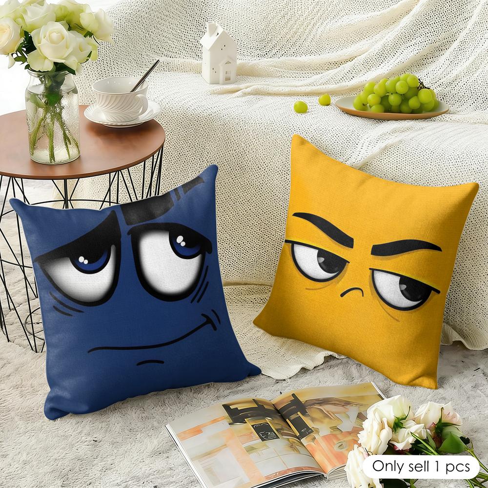 Funny Cartoon Eye Cushion Cover Natural Linen Organic Fabric DoubleSided Printing Sofa Home Decor Gift Pillow Case