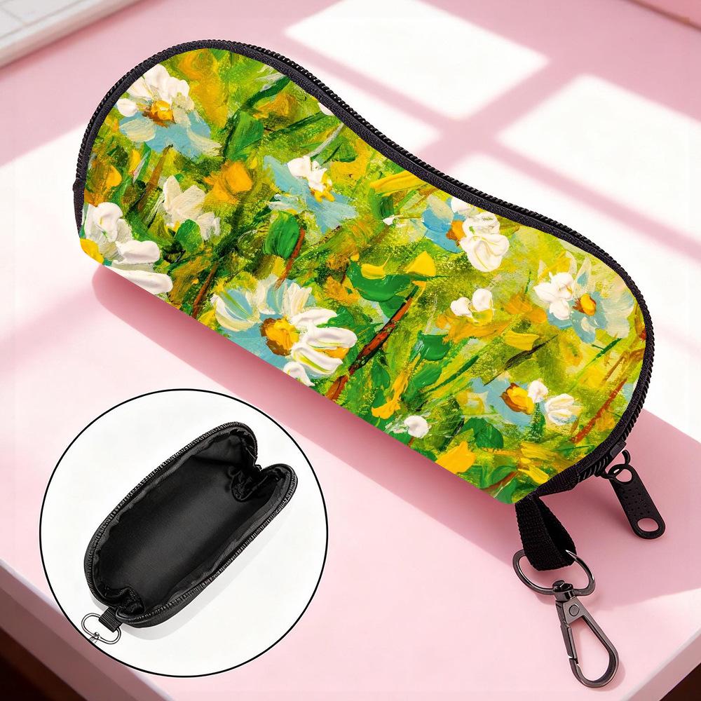Zipper Eyeglasses Pouch Compact Carabiner Sunglasses Holder Portable Glasses Bag Artistic Anti-Scratch Glasses Case For Daily