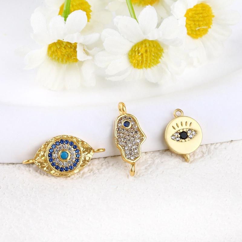 Dazzling Zirconia Embellished Evil Eyes Pendant for Necklace and Bracelet Mobile Phone Cases Use Jewelry Charm