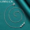 URMYLADY 925 Sterling Silver Heart Snake Chain Charm Necklace For Women Jewelry