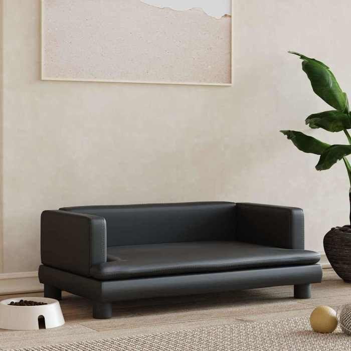 VidaXL Lit pour chien noir 80x45x30 cm similicuir 171901