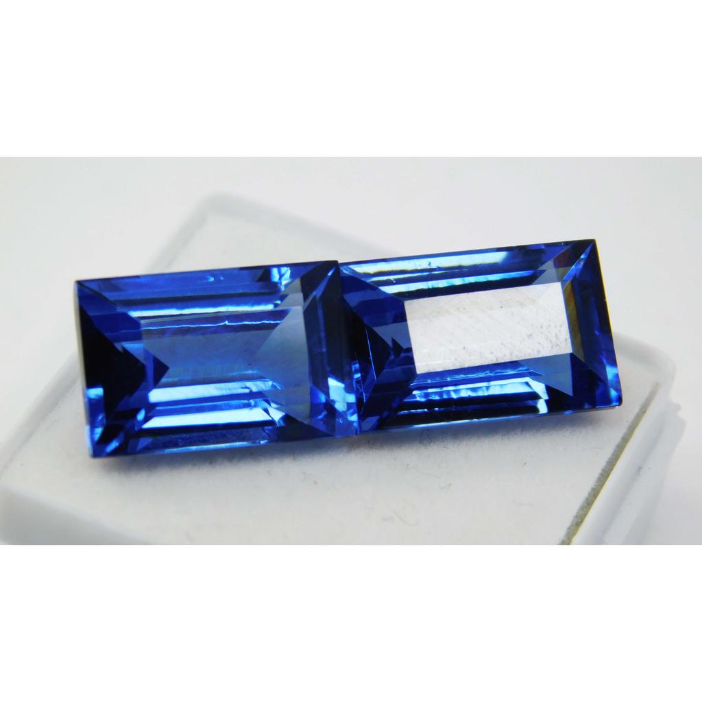 Sri Lankan 21Ct Natural Blue Sapphire Baguette Cut Loose Gemstone PAIR