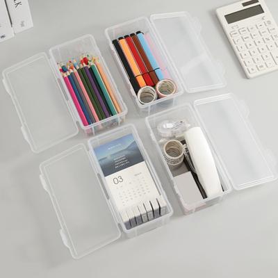 Průhledný stacionární box pouzdro na tužky zacvakávací víko s velkou kapacitou prachotěsný velký se stohovatelným držákem na tužky