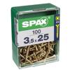Vis - SPAX - Tête Fraisée - Acier - Diam. 3.5 Mm - Long. 25 Mm - Lot De 100