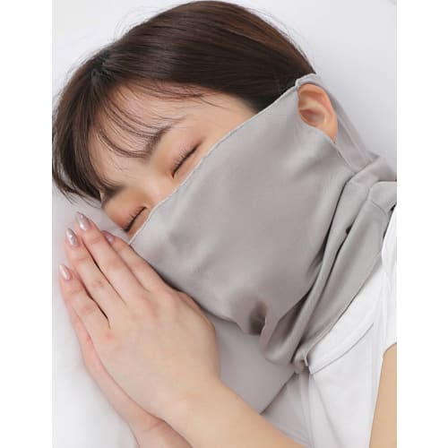 

[Reliable Japanese Manufacturer] LINOR Silk Mask for Sleeping, Moisturizing Throat Care, Nighttime Sleep Mask (Gray)