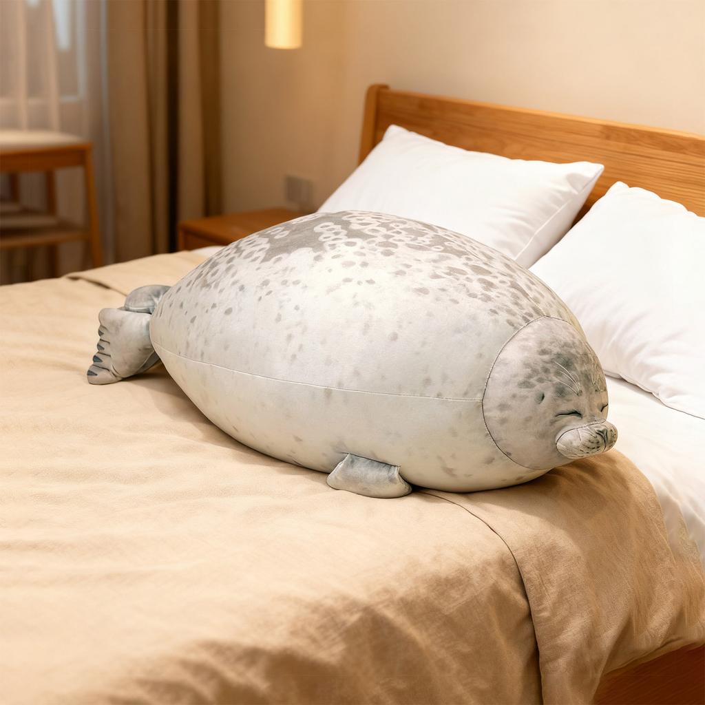 30cm Squinting Seal Pillow, A Cotton Plush Animal Toy With A Cute Ocean Theme.