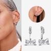 Authentic 925 Silver Cherry Blossom Bow Heart Hoop Stud Drop Earrings plata de ley Jewelry DIY Birthday Gift Original