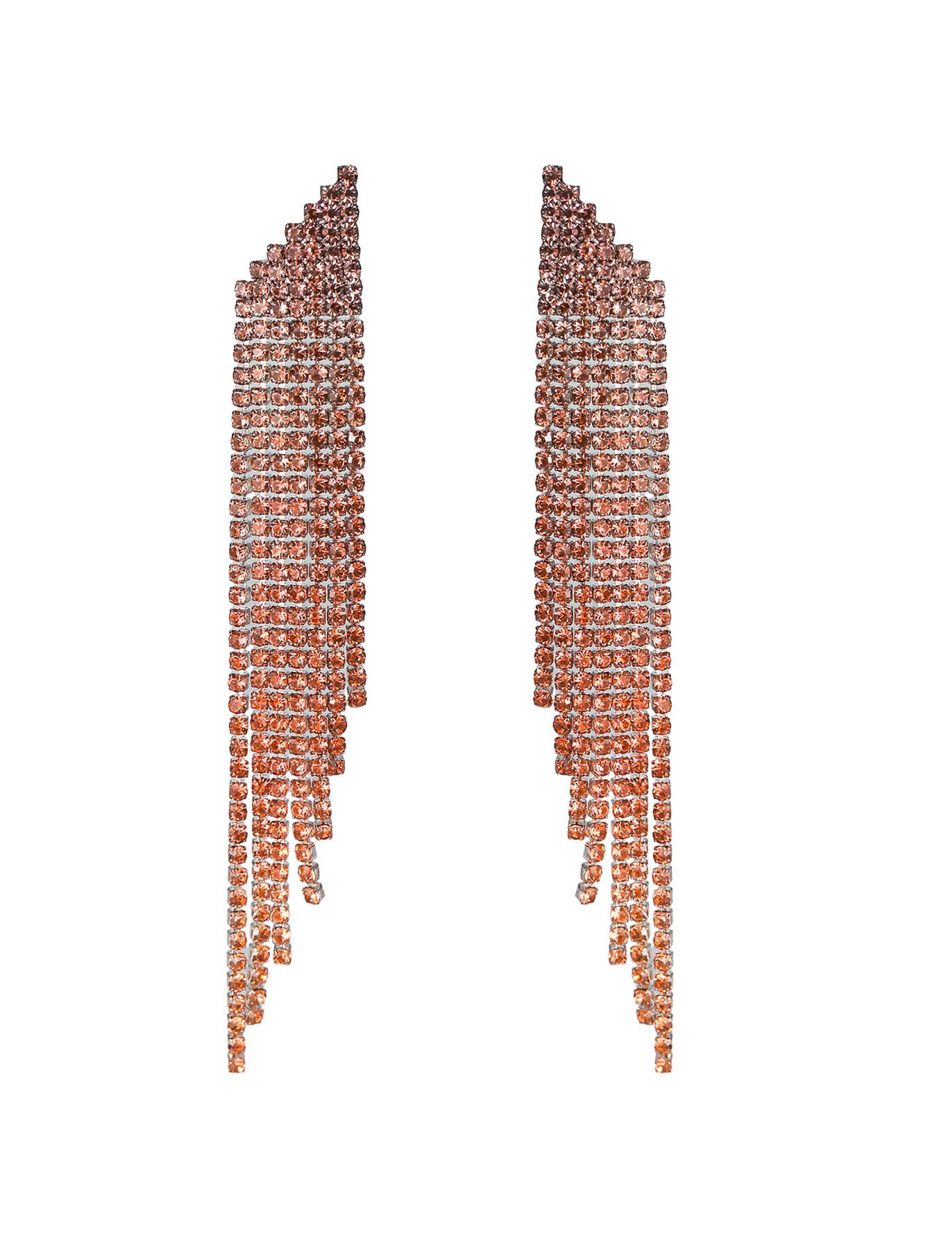 

Premium sense geometric triangular fringed rhinestone stud earrings