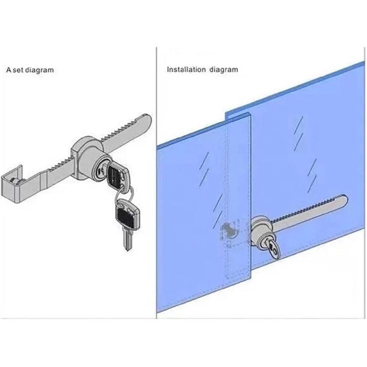4Pcs Sliding Glass Door Lock Display Case Lock Ratchet Lock with Chrome Finish, Security, Keyed Alike Showcase Display(Universal Key)