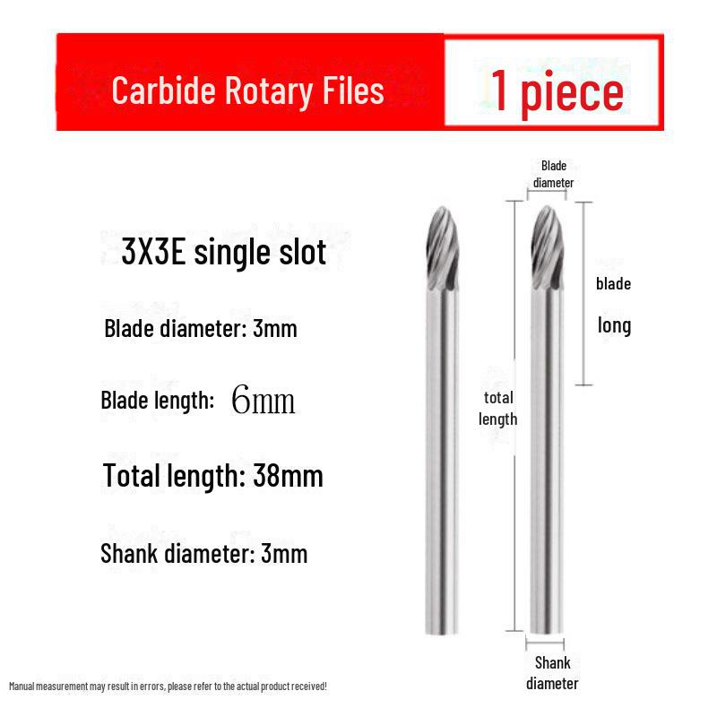 3mmX6 Tungsten Steel Carbide Rotary File for Electric Grinding - Small Metal Grinding Head