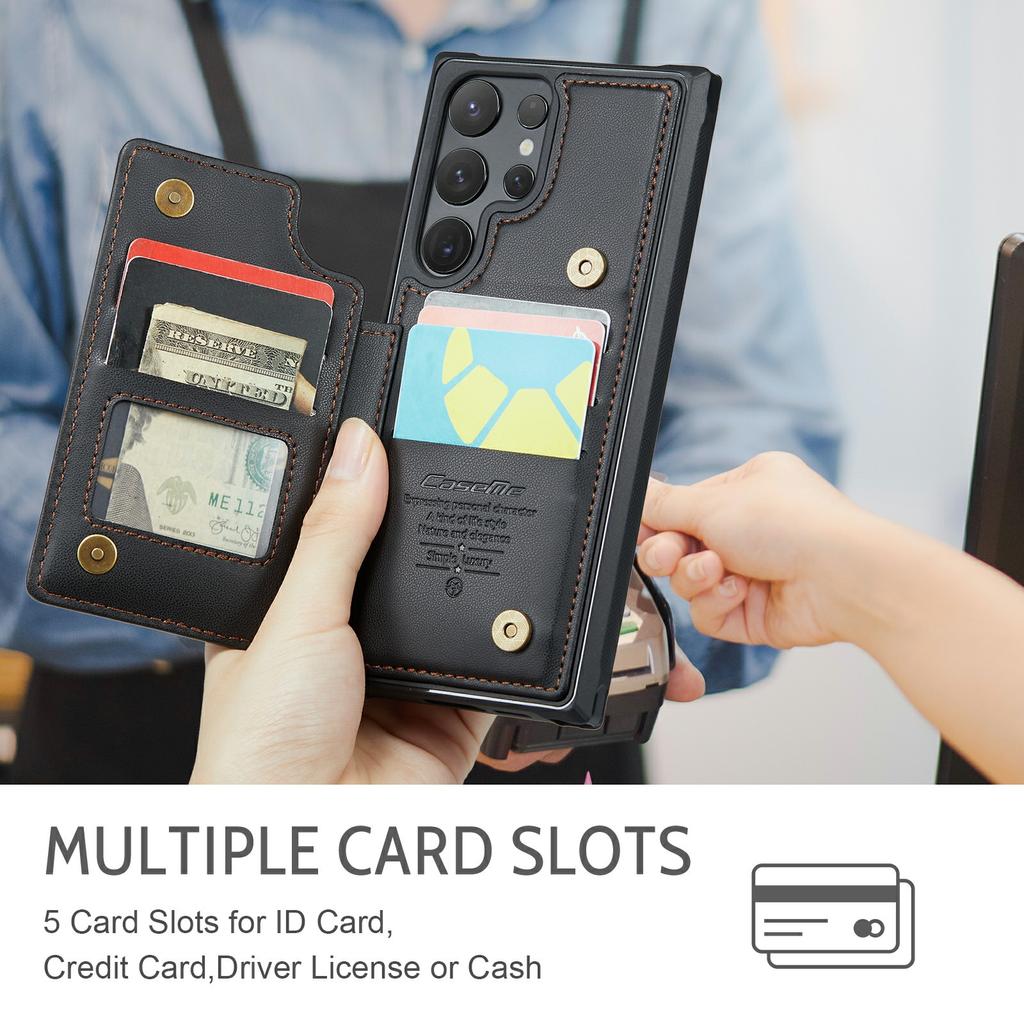 For Samsung Galaxy S24 Ultra Phone Case CASEME C22 Leather Back Cover with RFID Blocking Card Slots