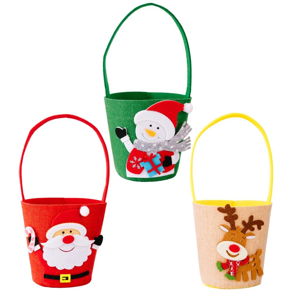 Christmas Gift Bag Reusable Santa Claus Bag 'S Candy Bag Festive Elk Cloth Handbag For Christmas Holiday Party Gift