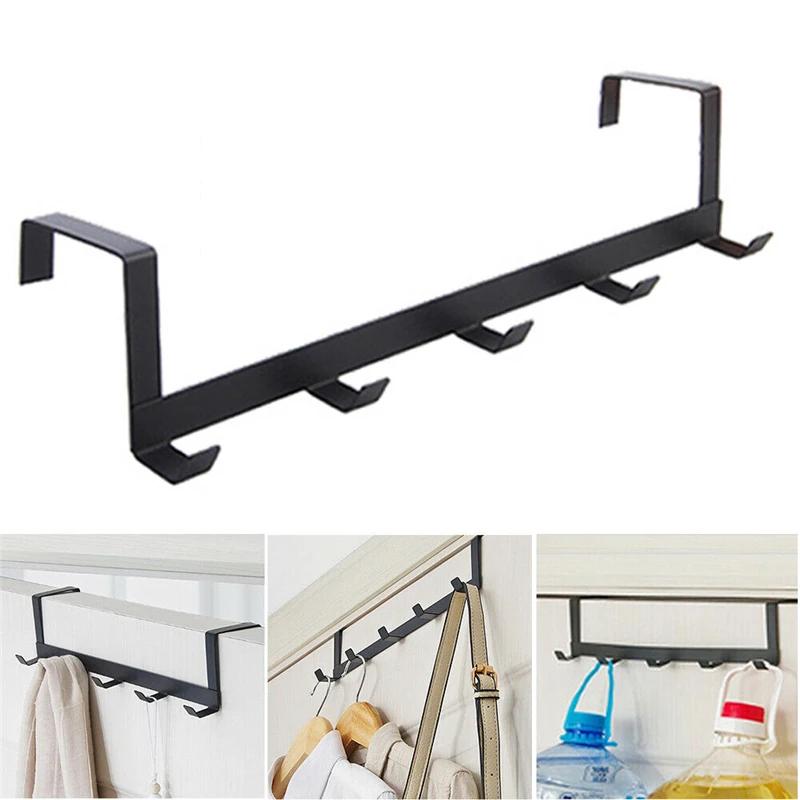Hooks Over The Door 5 Hooks Home Key Hanging Storage Rack Clothes Coat Hat Towel Hanger Organizer Bathroom Kitchen Accessories