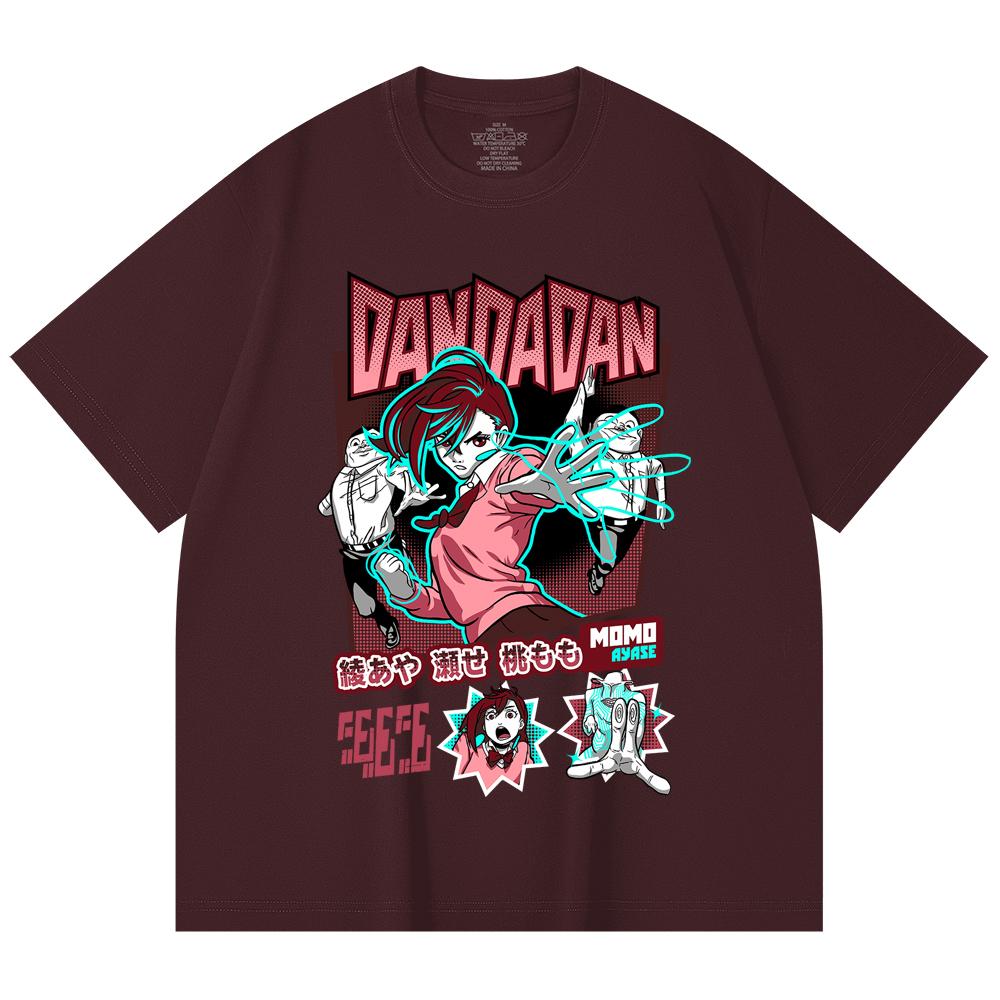 

230 Gsm 100% Cotton Dandadan V15 Momo Print Unisex Heavy Cotton T Shirt 2XL вина червоного кольору