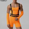 INCERUN Men Patchwork Strap Sleeveless Bandage Tanks Jumpsuits Bodysuits Underwear with Oversleeve