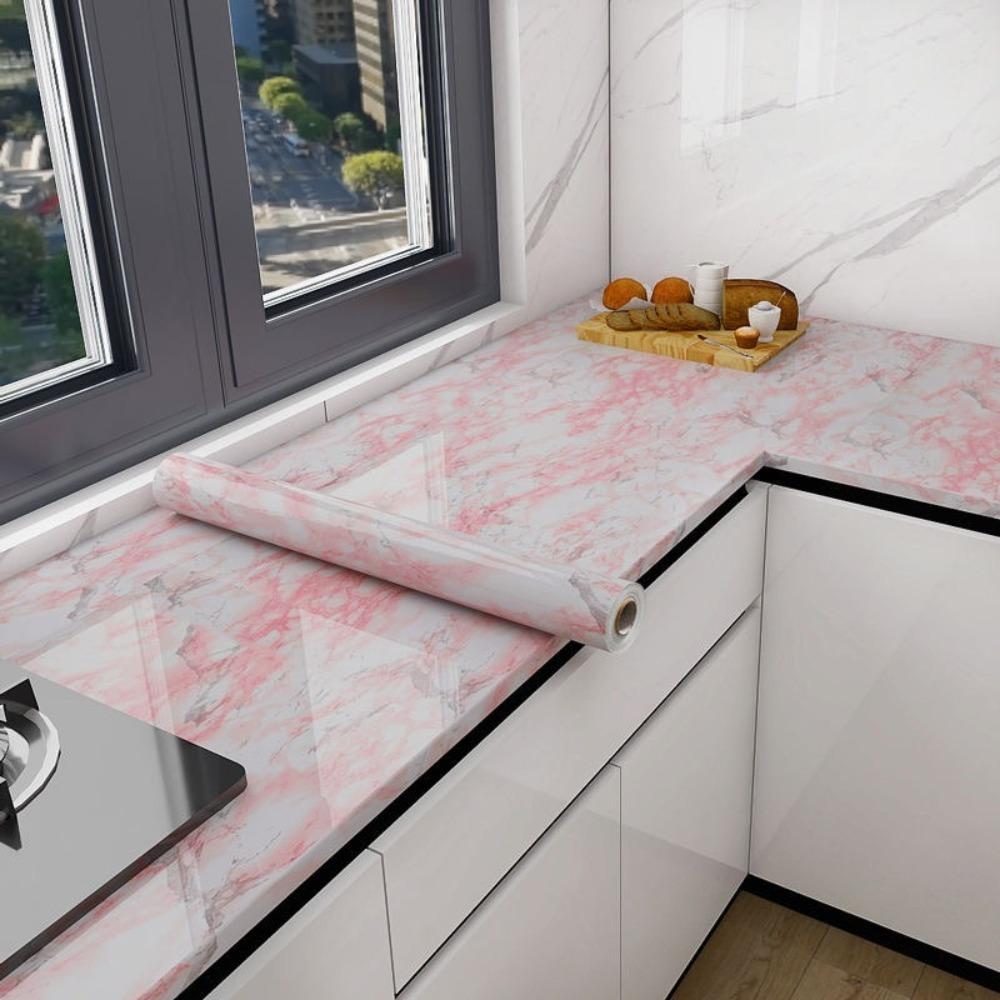 Self-adhesive Peel and Stick Backsplash Marble Pattern Wall Tile Wallpaper  for Kitchen Bathroom