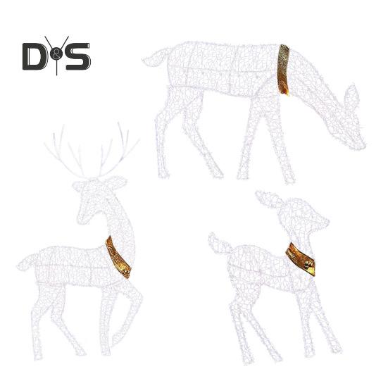 LED-Rentier-Weihnachtsdekoration, Eisenrahmen, Beleuchtung, Hirsch-Ornament, Rentier-Statuen für drinnen und draußen, für Garten, Rasen, Hof, Dekor