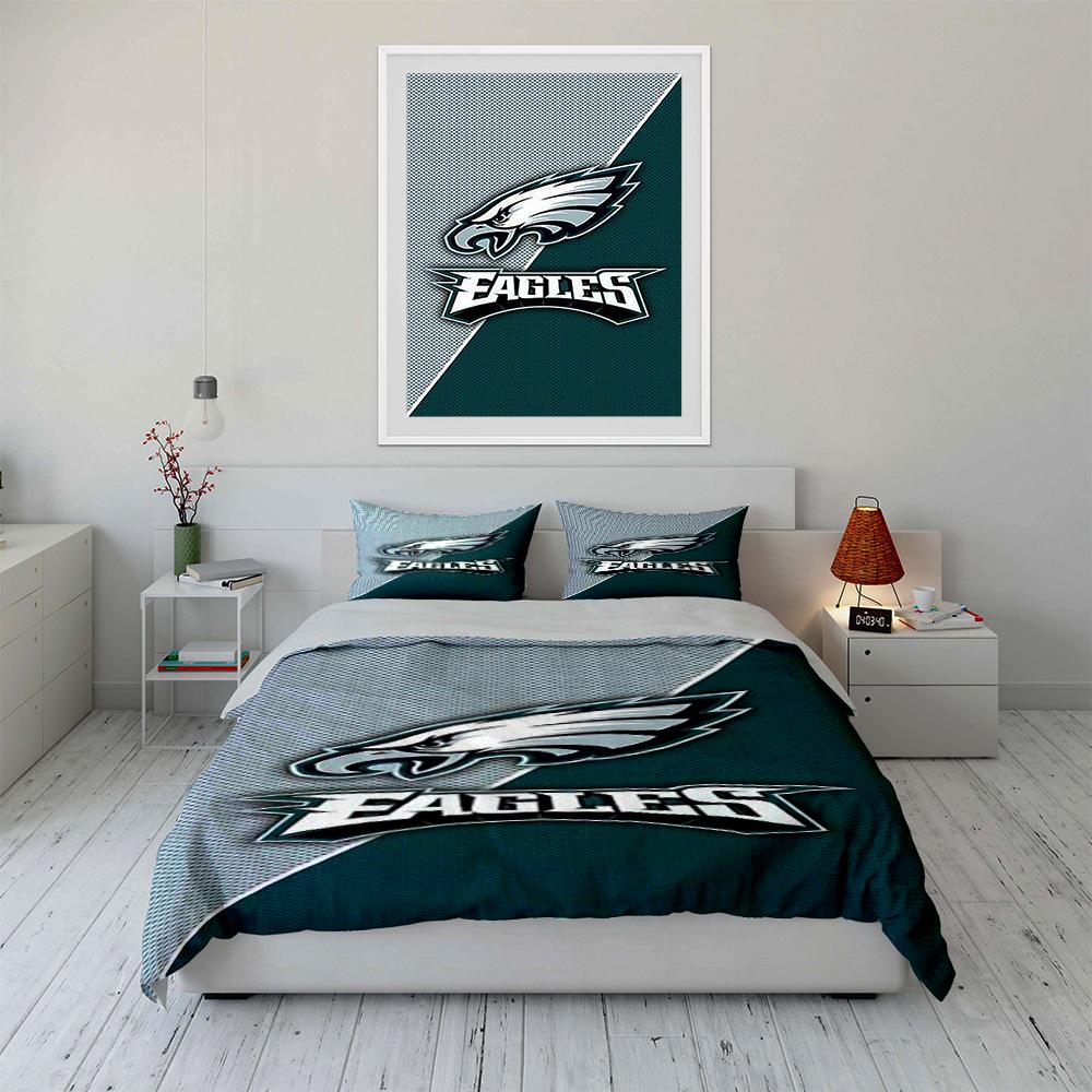 Adler Logo mit Petrol und Grau Design Bettwäsche Set (1 Bettbezug, 2 Kissenbezüge, Bettdecke nicht enthalten) Sofas