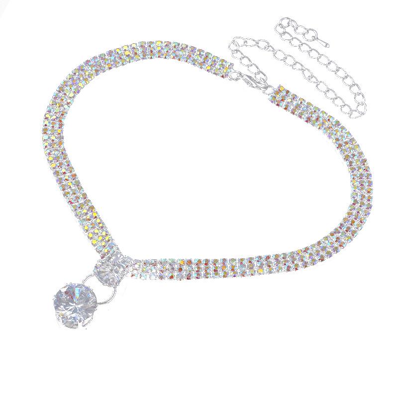 Trendy Multi-Layered Diamond Flower Necklace: Shiny Statement Collarbone Chain