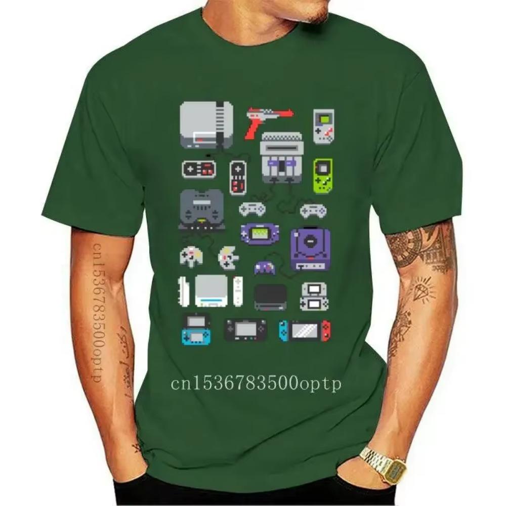 New 2021est Printing Men T Shirts Control Device Game Tshirt 100% Cotton High Tees Super Pixel Image Youth College Student T-Shi