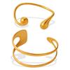 Bracciale classico a doppio punto goccia con apertura semplice e popolare placcato in oro vero, non sbiadisce e può essere impilato per gioielli da donna