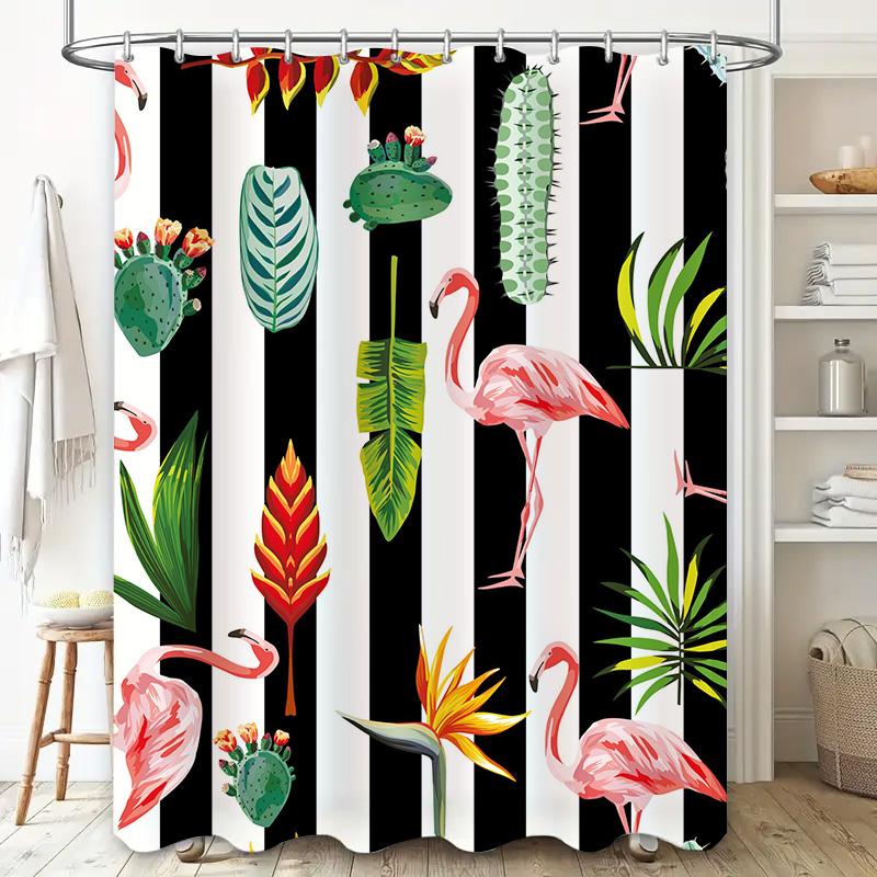 Tropical flamingo shower curtain waterproof and mildew-proof bathroom curtain home decoration with hook shower curtain
