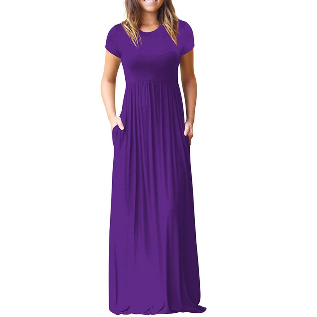 Women's Plus Size Casual Fashion Solid Color Ultra Long Dress