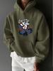 EXCITE Graffiti Rabbit Print Top, Street Trendy Cool Individual Style Print Casual Sports Outdoor Men'S Long Sleeve Hooded Sweatsh