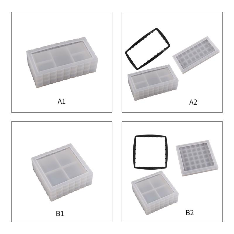 Square Rectangular Container Resin Molds Storage Box Mold Silicone Organizer Mold for DIY Epoxy Resin Trinkets Holder
