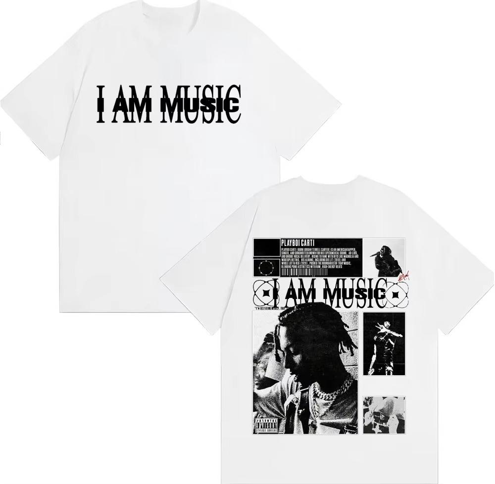 Rapper I AM MUSIC Album Logo T Shirts for Men Women Harajuku Hip Hop Casual Comfort 100% Cotton Autumn and Winter Innerwear